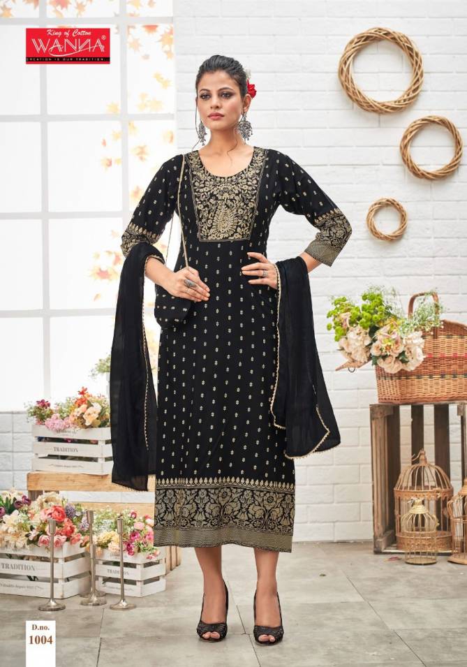 Wanna Paheli Rayon Designer Ethnic Wear Long Kurti With Dupatta Collection
